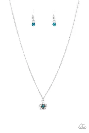 Boho Botanical Silver and Blue Flower Necklace - Paparazzi Accessories