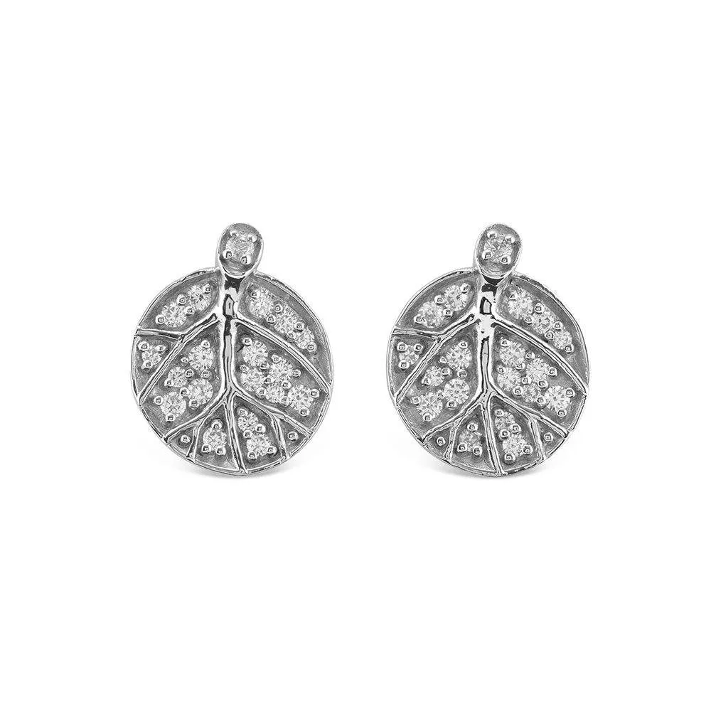 Botanical Leaf Earrings with Diamonds