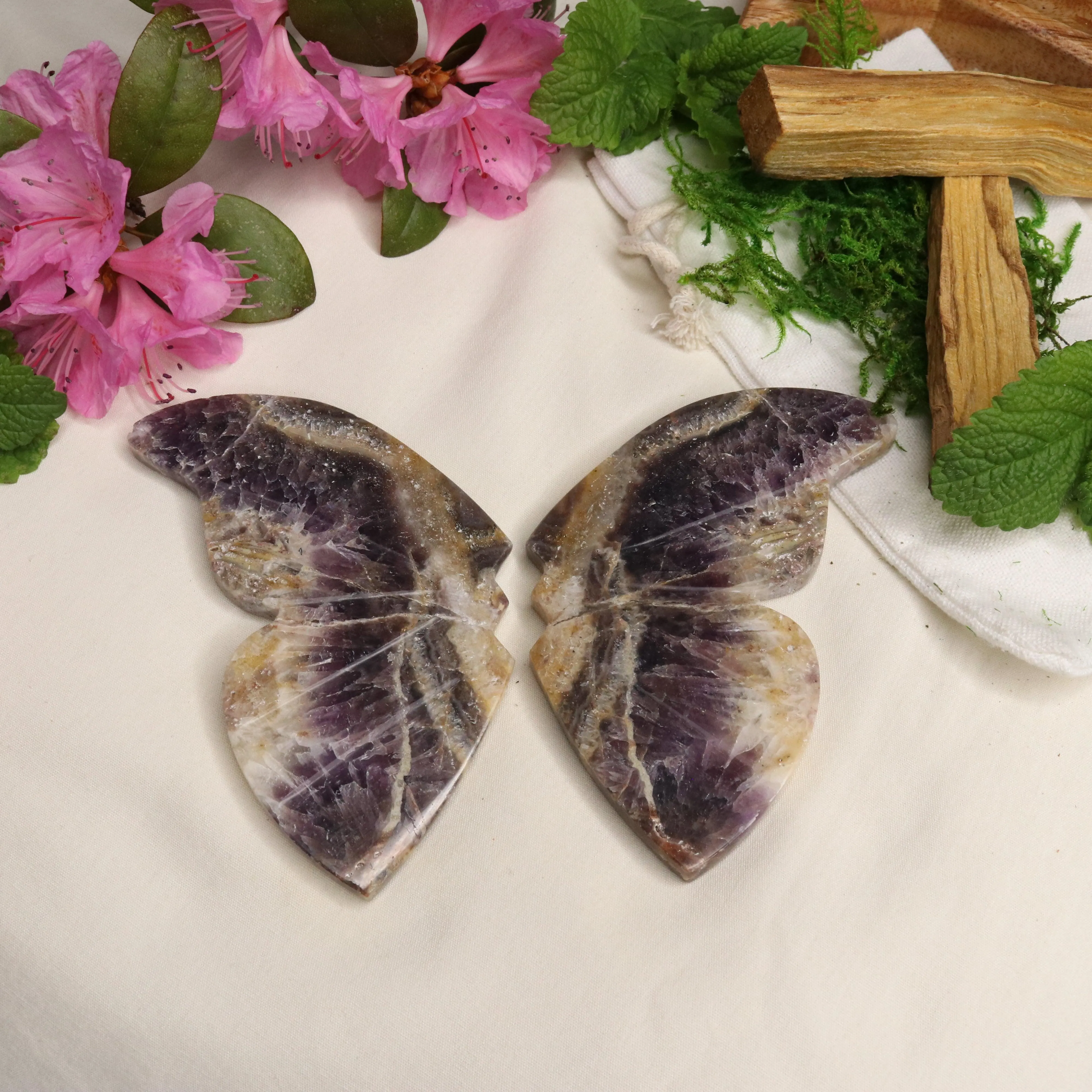 Chevron Amethyst Butterfly Wing Carvings ~ Positive