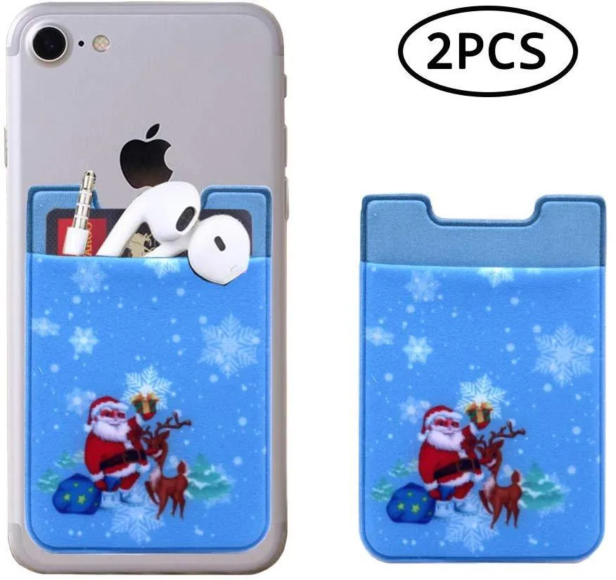 Christmas Card Holder Stick on Phone Wallet for iPhone,LG,and All Smart Phones