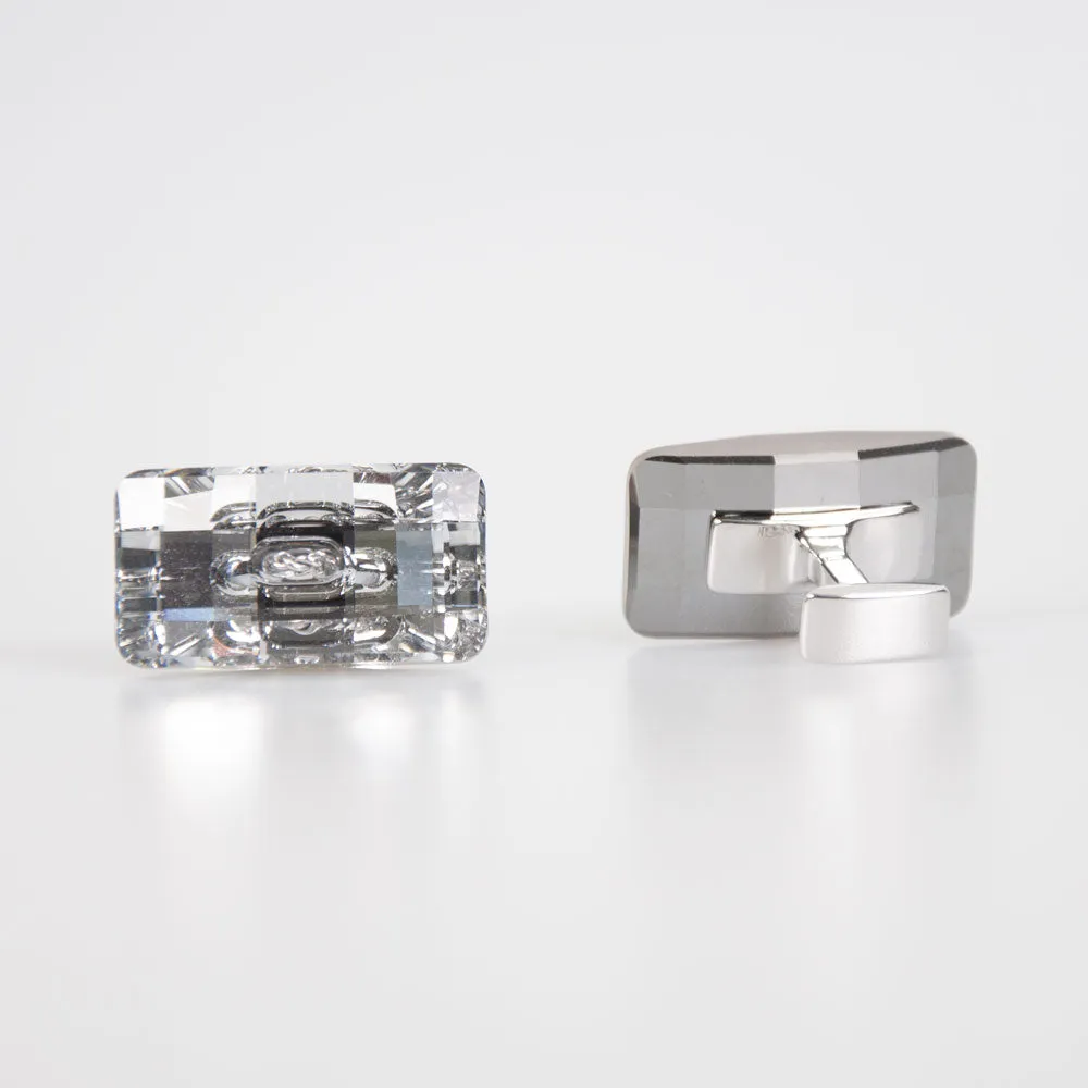 Clear Crystal Rectangle Cufflinks