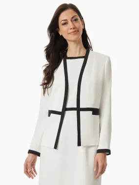 Contrast Trim Framed Crepe Jacket