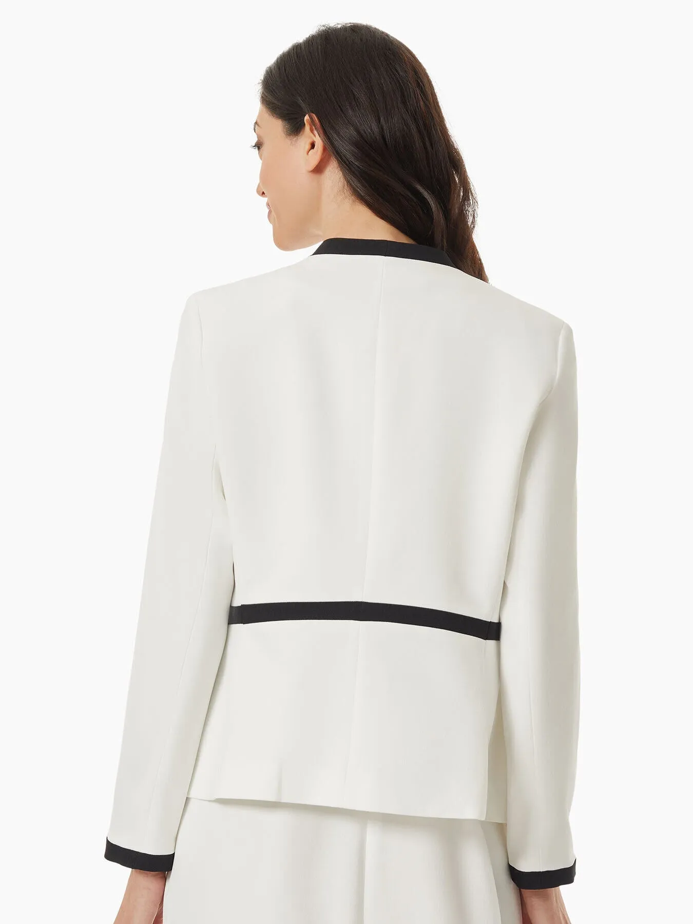 Contrast Trim Framed Crepe Jacket