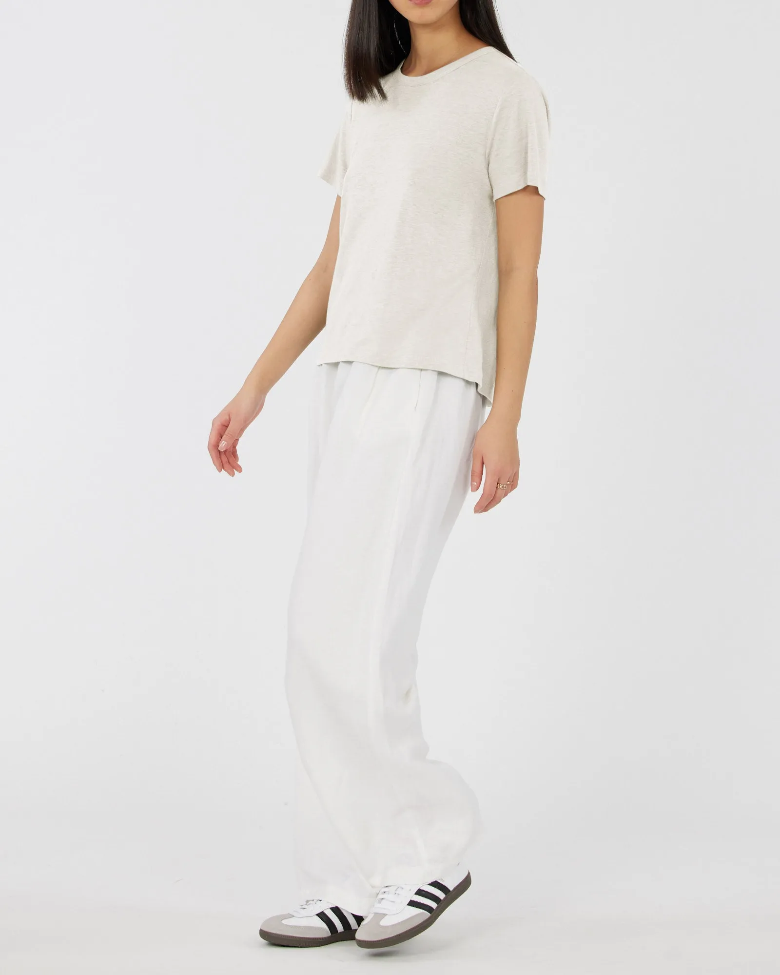 Coogee Linen Crew Neck Tee - Ivory