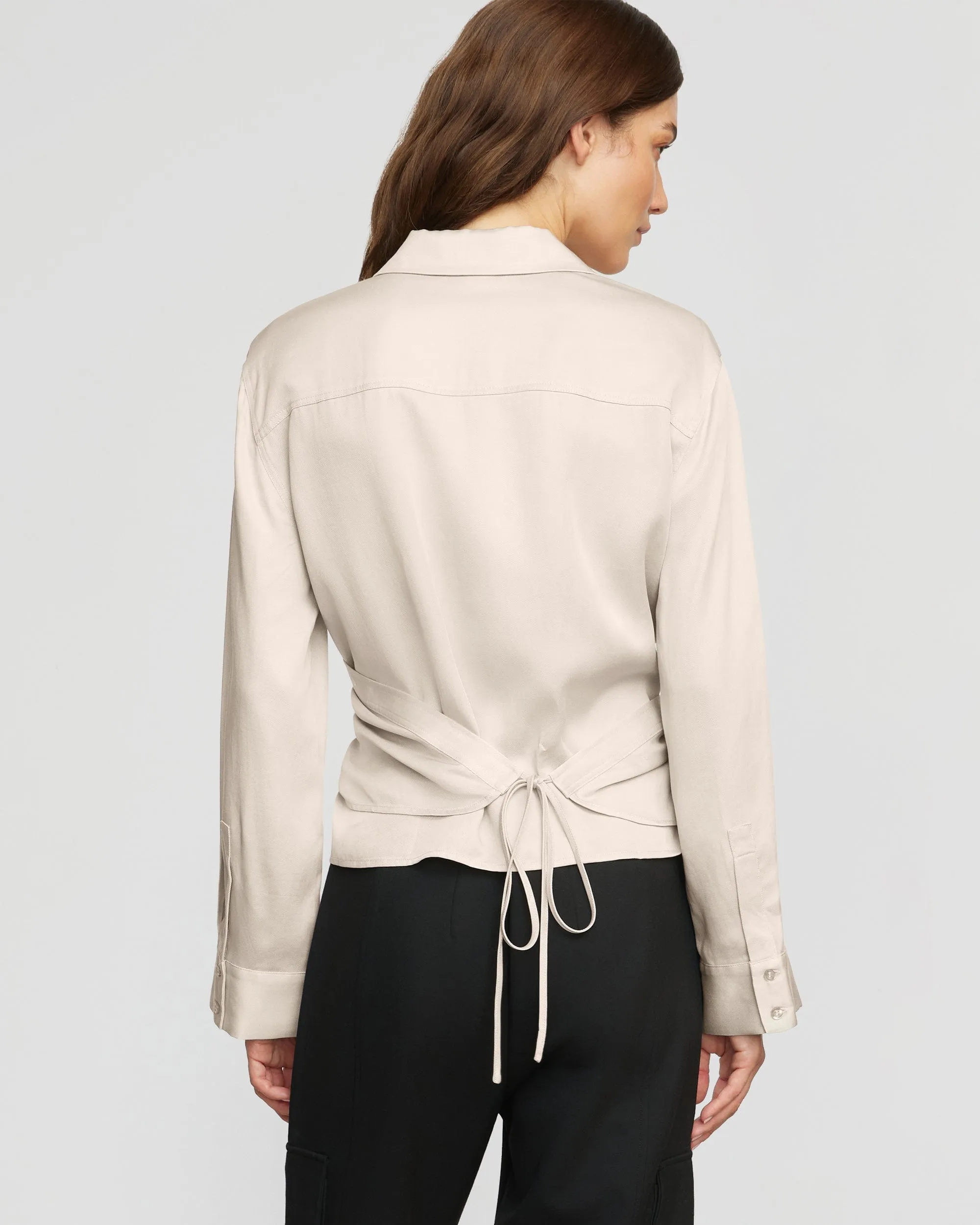 Cory Satin Tencel Wrap Blouse