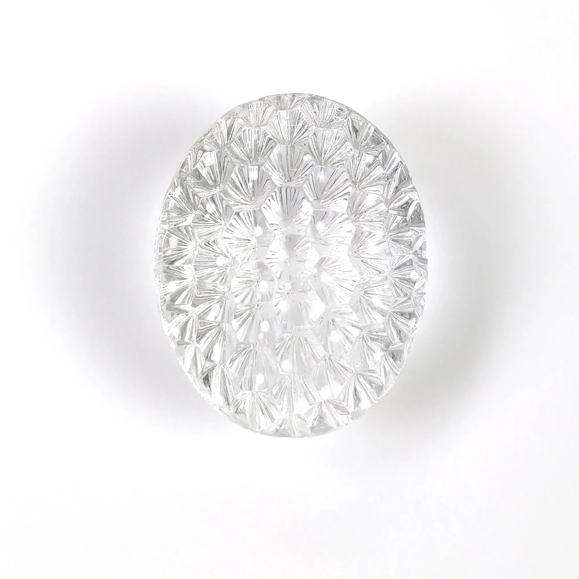 CRYSTAL QUARTZ Gemstone Carving : 25.70cts Natural Untreated White Quartz Hand Carved Oval Shape 22*18mm