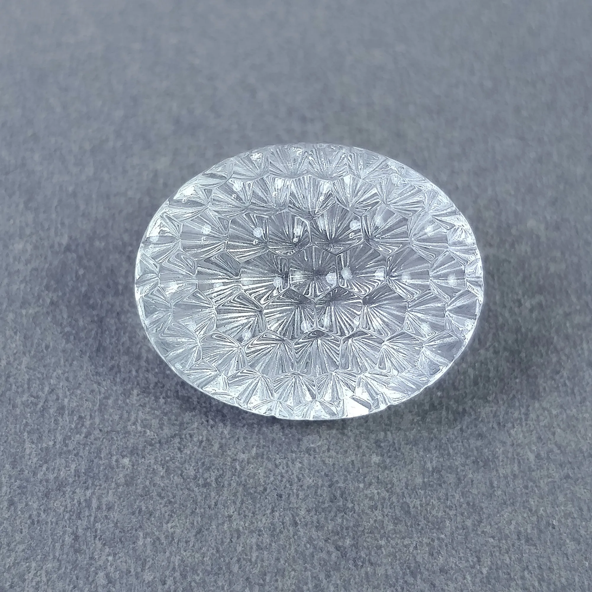 CRYSTAL QUARTZ Gemstone Carving : 25.70cts Natural Untreated White Quartz Hand Carved Oval Shape 22*18mm