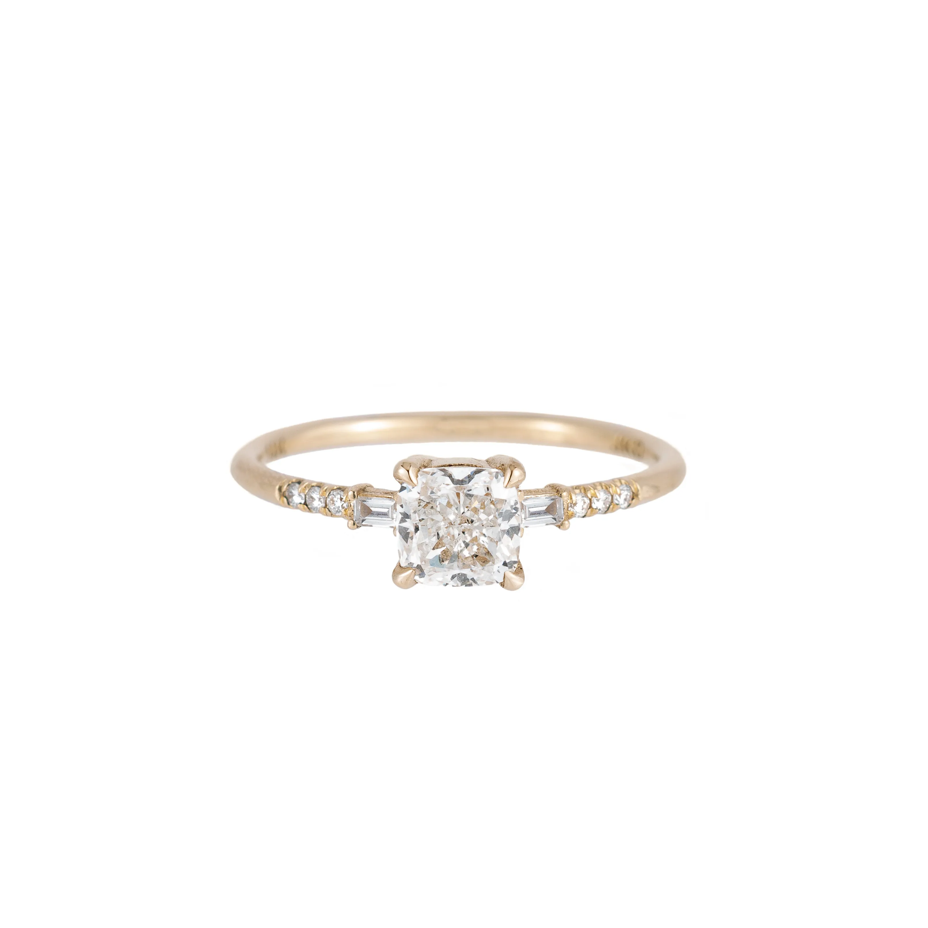 Cushion Cut Diamond Melody Baguette Equilibrium Ring