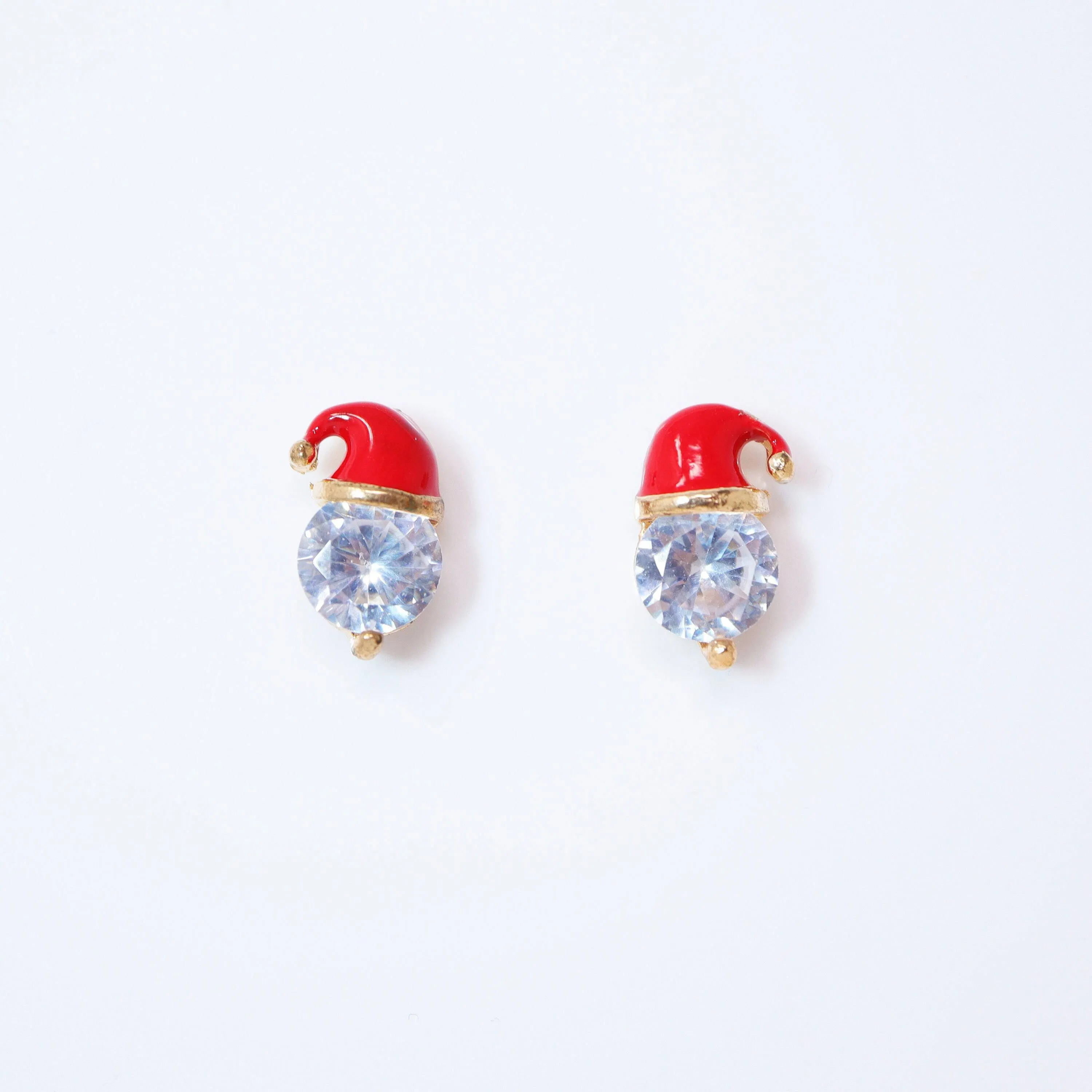 Cz Red Santa Hat Stud Earrings, Star Christmas Earrings Statement Christmas earrings.