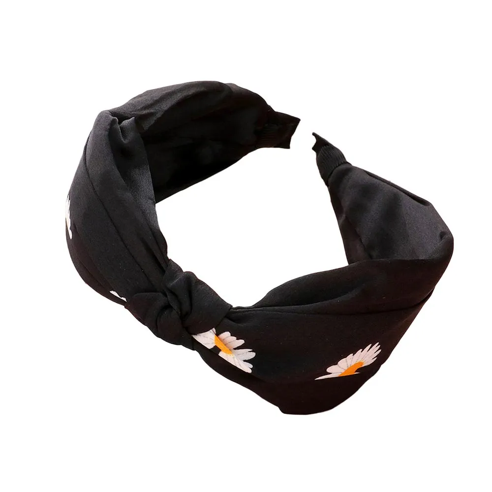 Daisy Flower Pointed Knot Burnout Headband