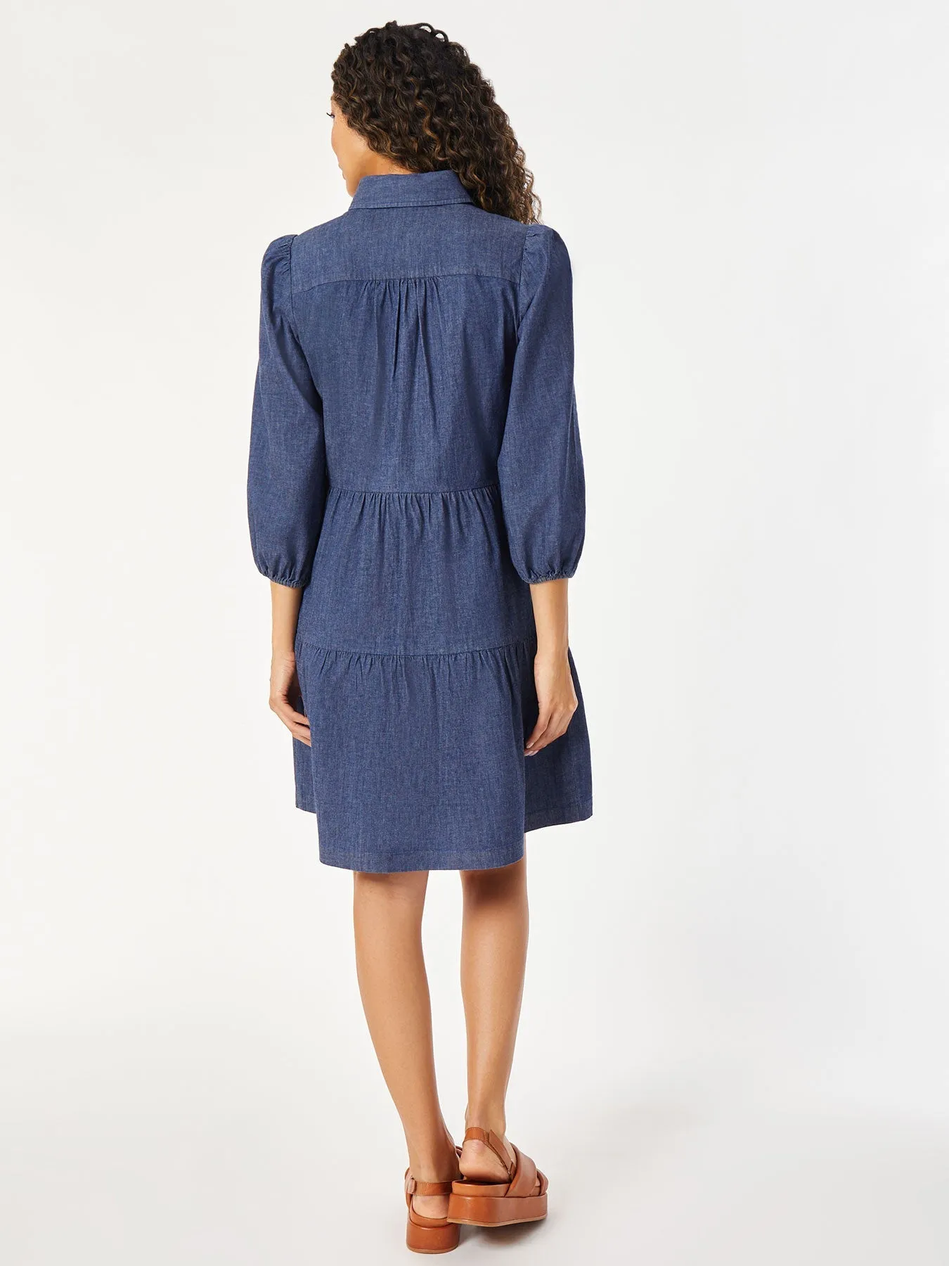 Denim Button Front Belted Dress