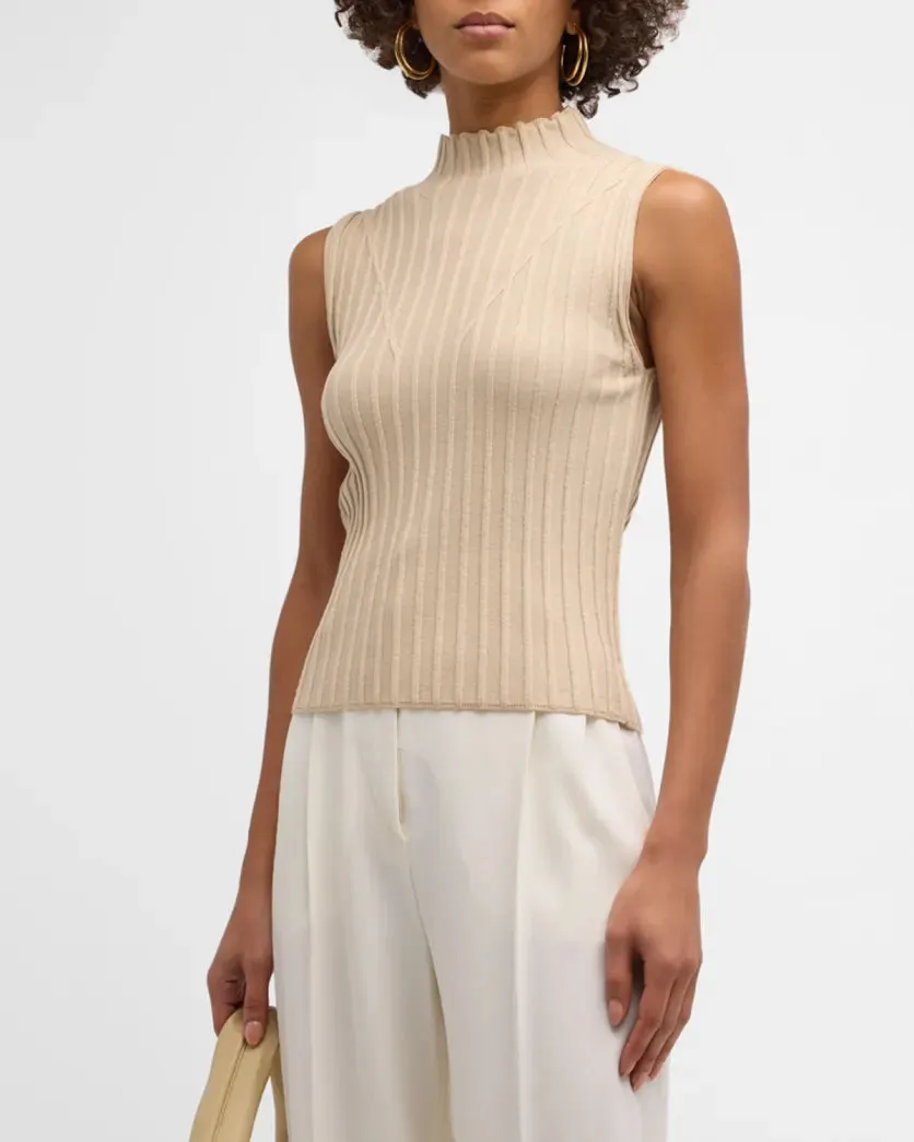 Derek Lam 10 Crosby Esma Rib-Knit Vest Caramel