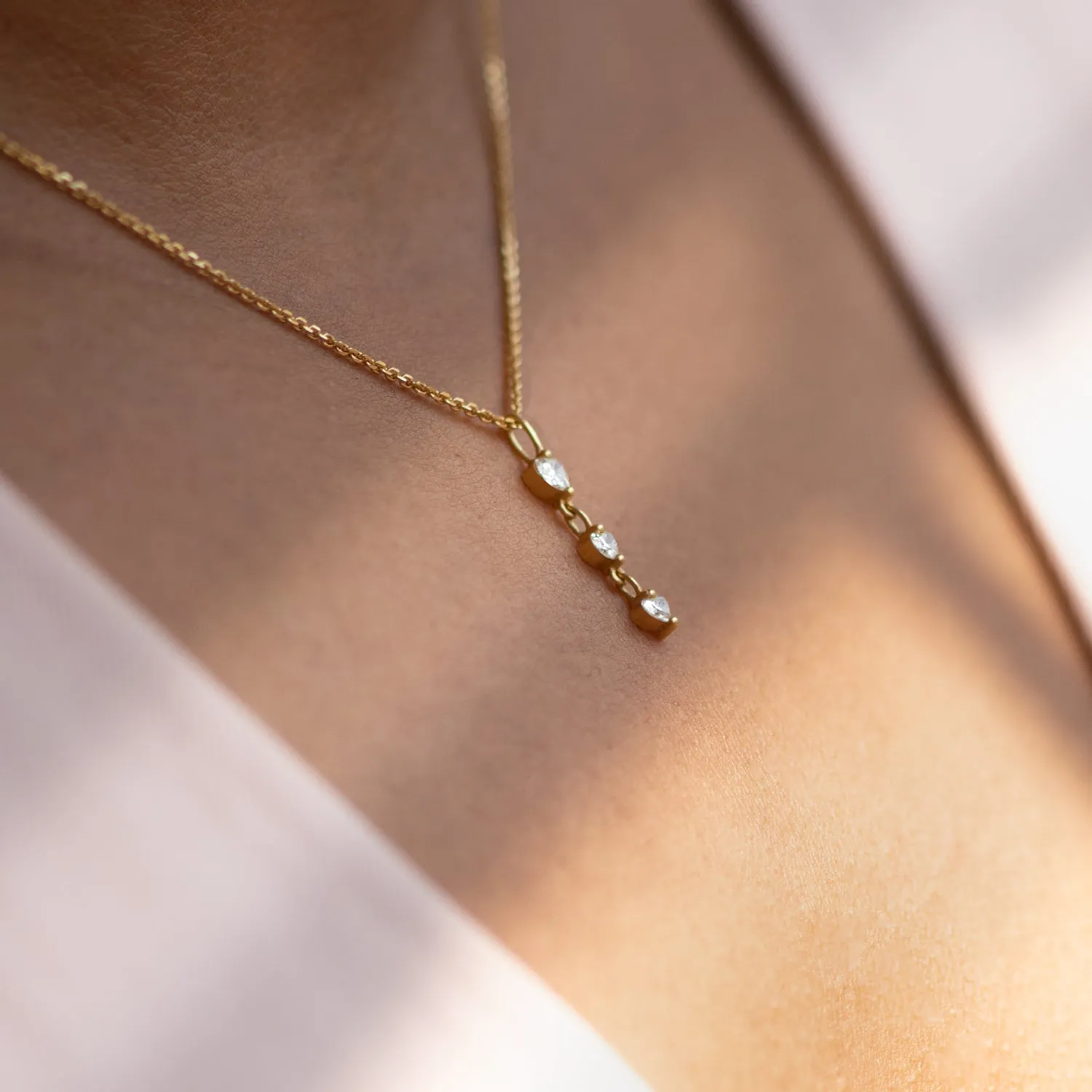 Diamond Necklace with a Tiny Heart Chain Pendant