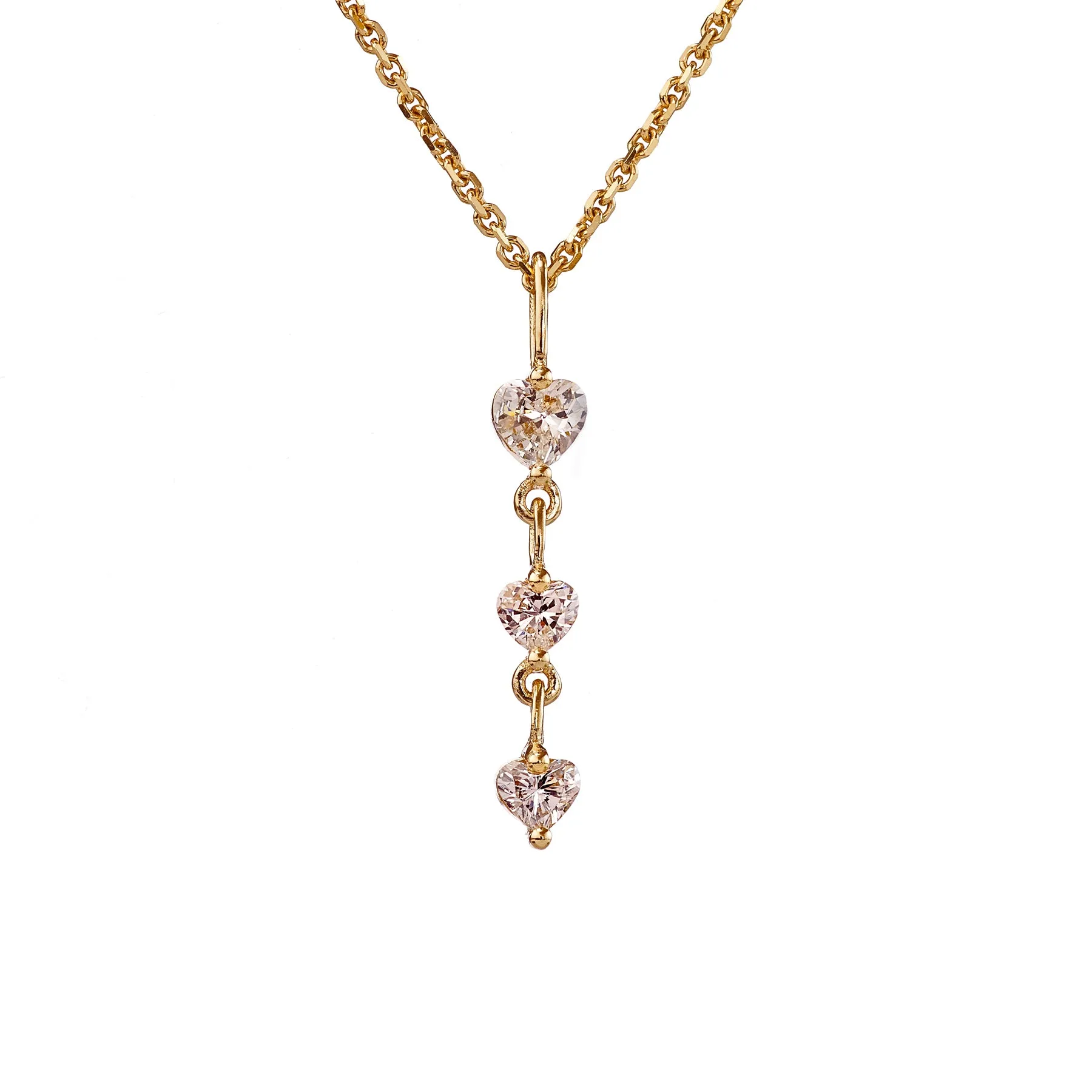 Diamond Necklace with a Tiny Heart Chain Pendant