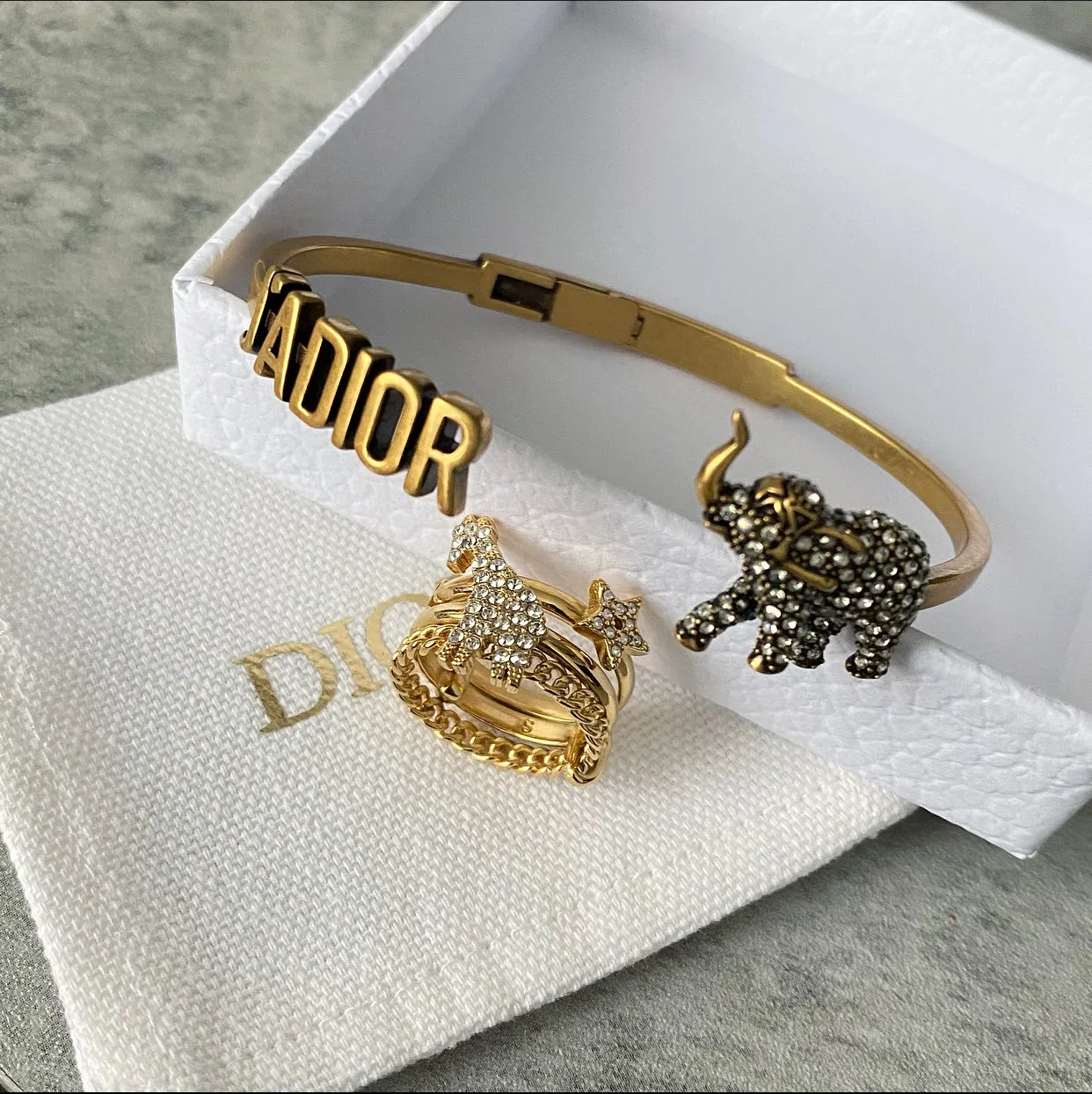 Dior J'Adior Safari Crystal Elephant Bracelet