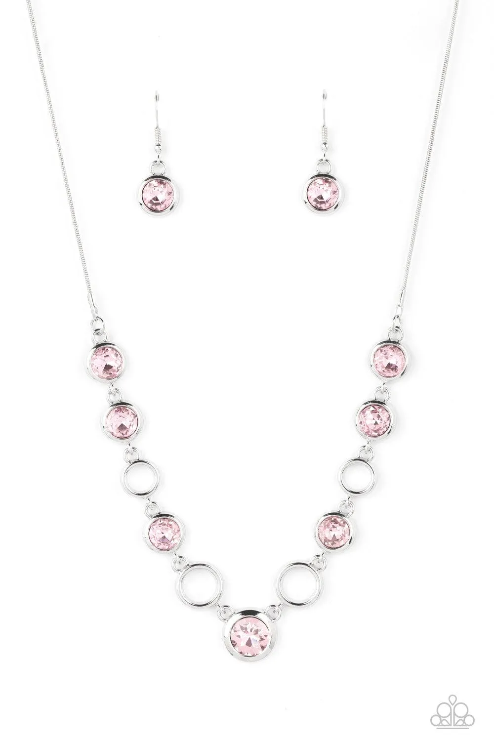 Elegantly Elite Pink Rhinestone Necklace - Paparazzi Accessories