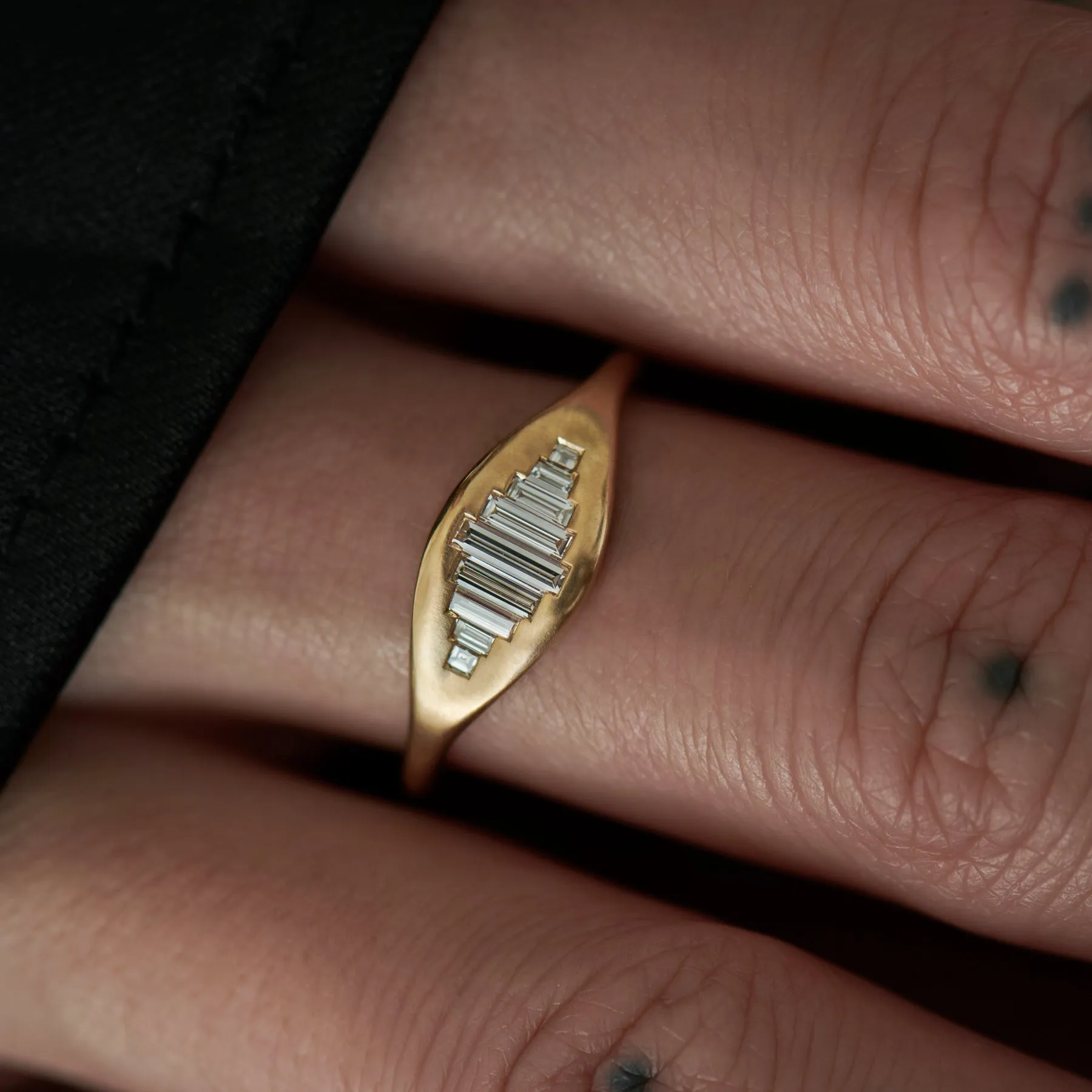 Empire Baguette Diamond Matte Gold Ring