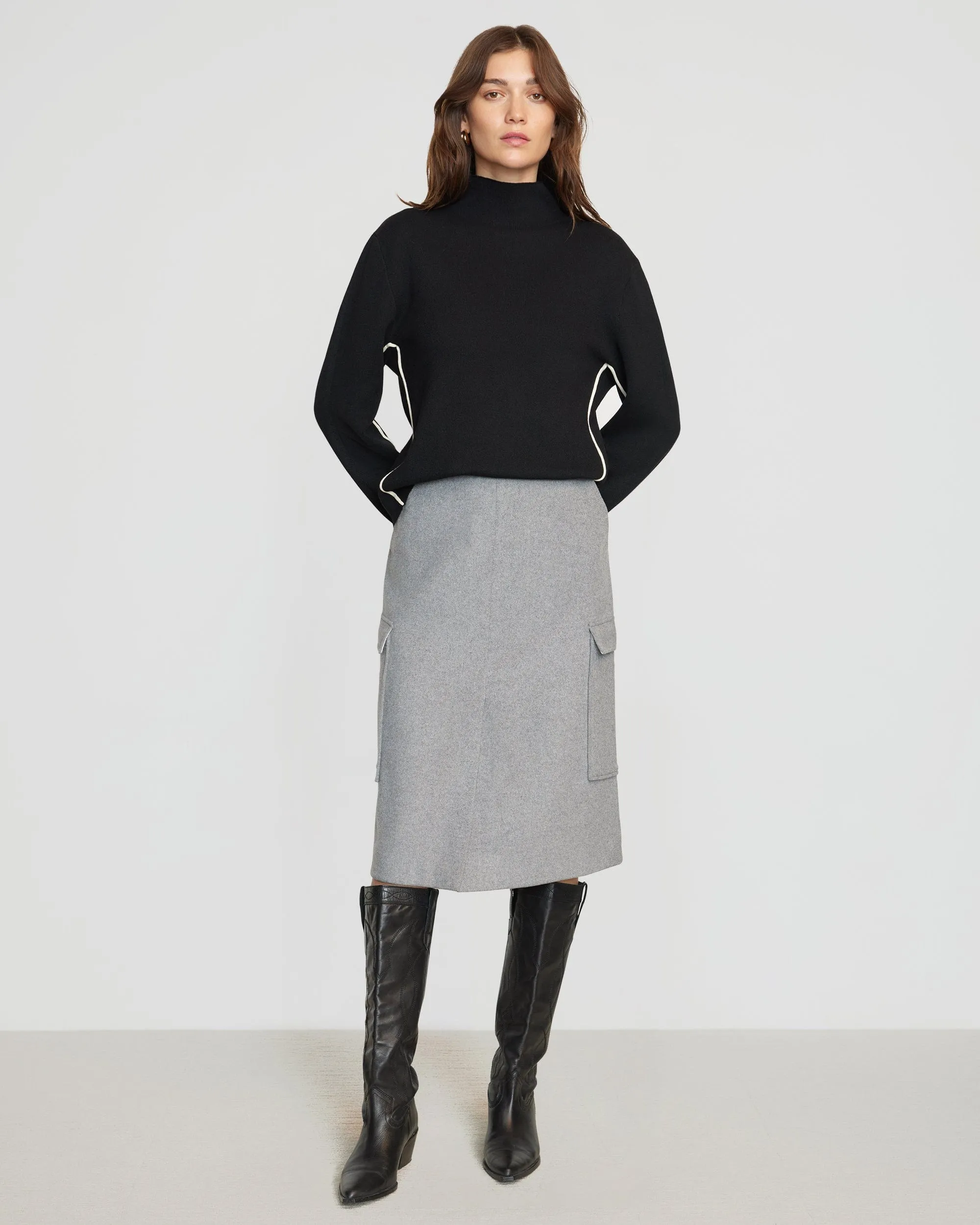 Felicia Wool Utility Midi Skirt