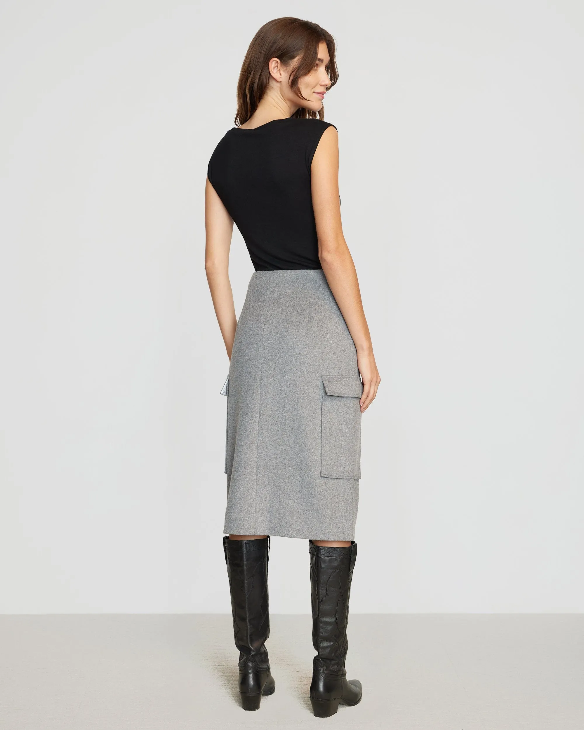 Felicia Wool Utility Midi Skirt