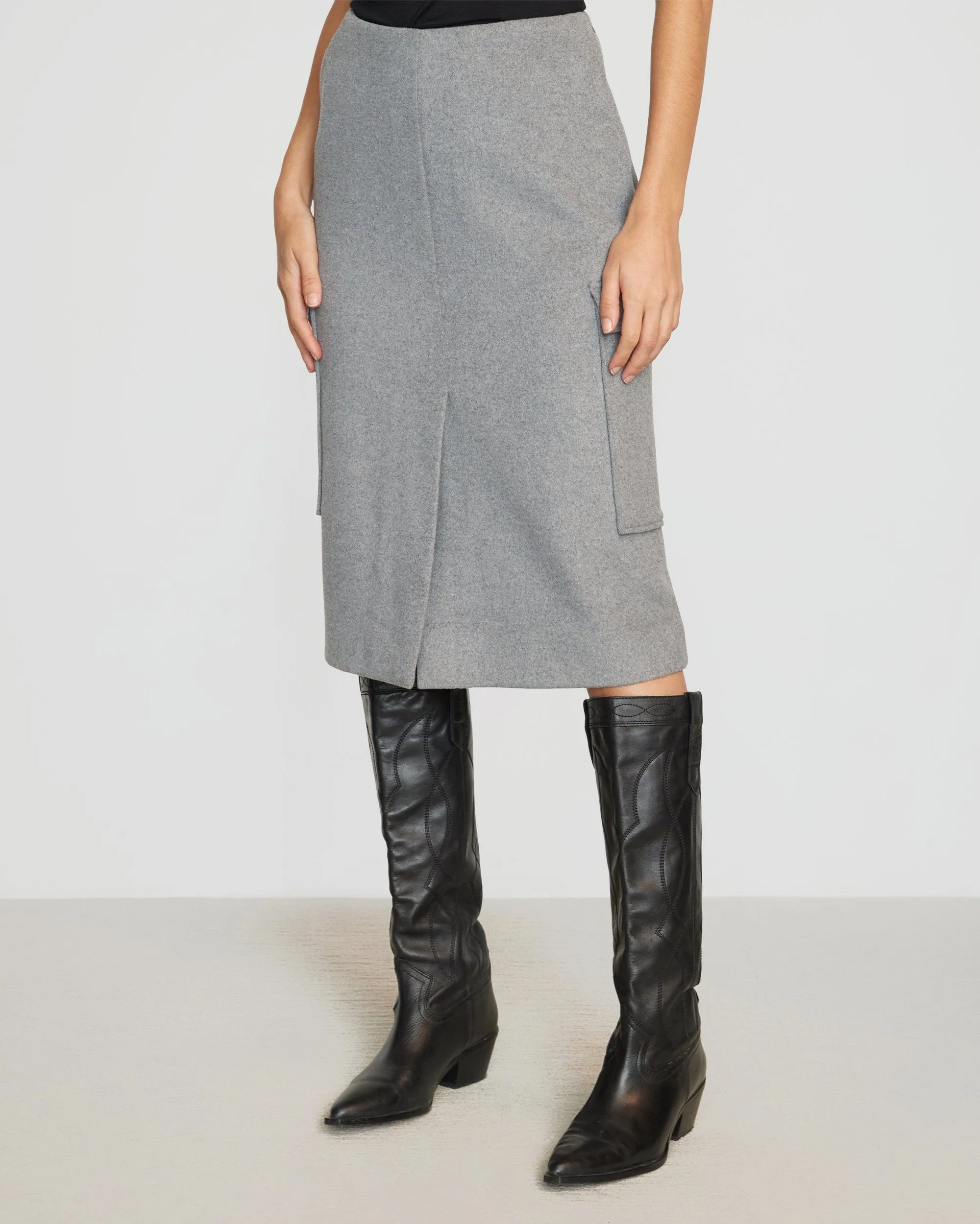 Felicia Wool Utility Midi Skirt