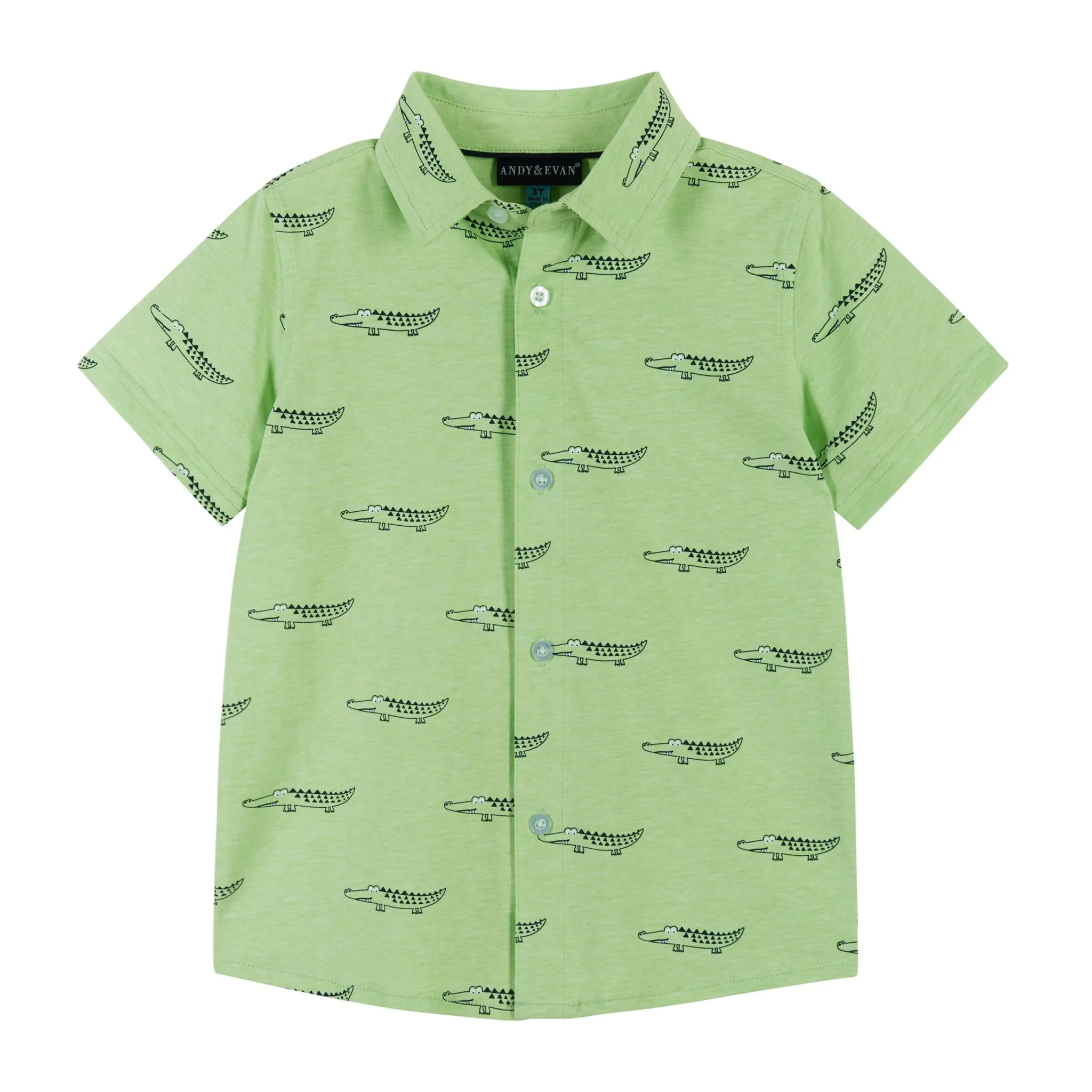 Fun Print Knit Button-Up | Green