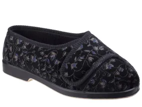 GBS Nola Womens Extra Wide Fit Touch Fastening Slipper