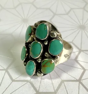 Green Turquoise Flower Inlay Ring