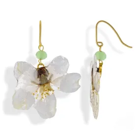 Handmade Gold Plated Silver Almond Petals Dangle Earrings With Swarovski Stones