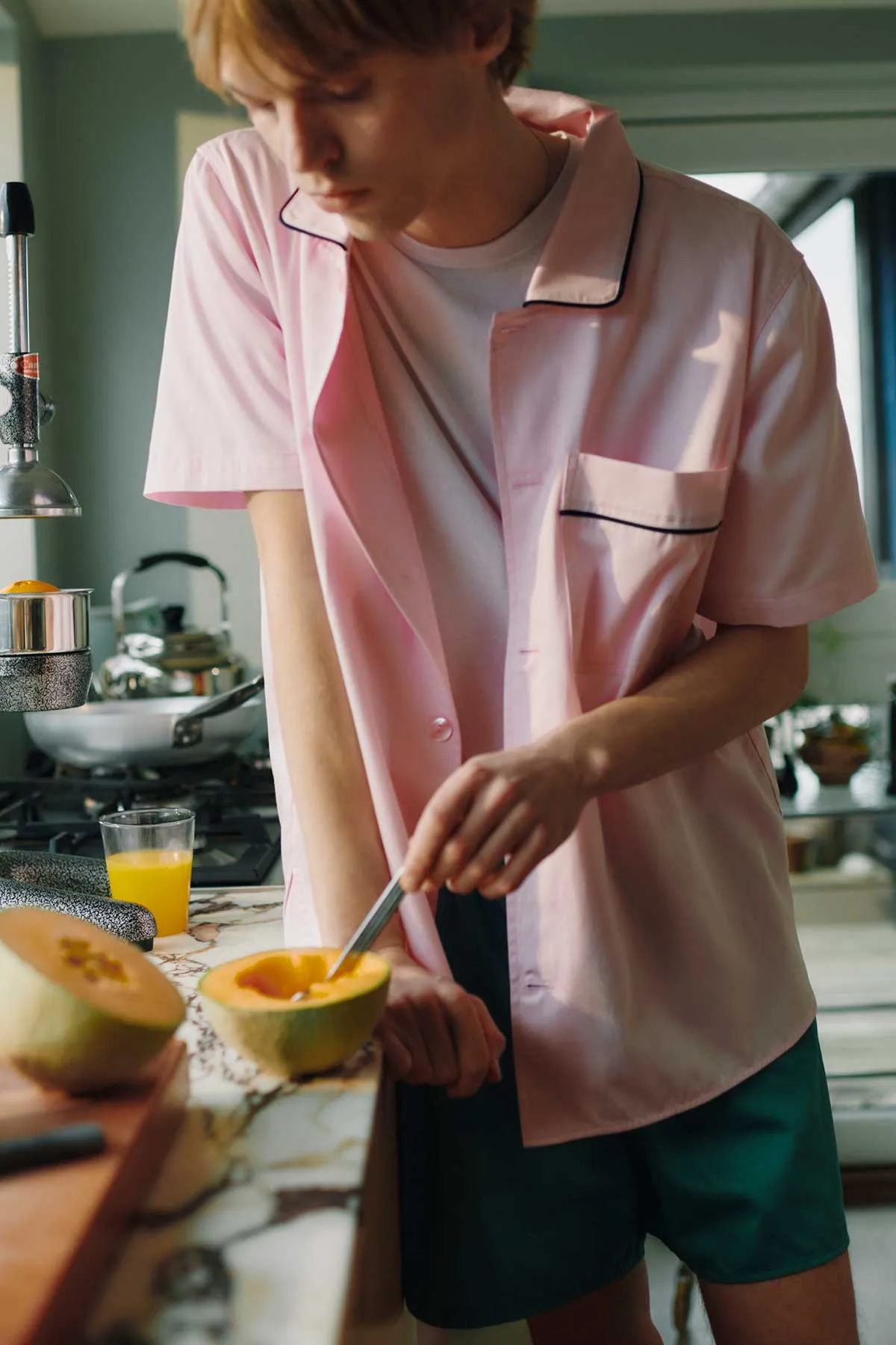 HAY Outline Pyjama S/S Shirt in Soft Pink