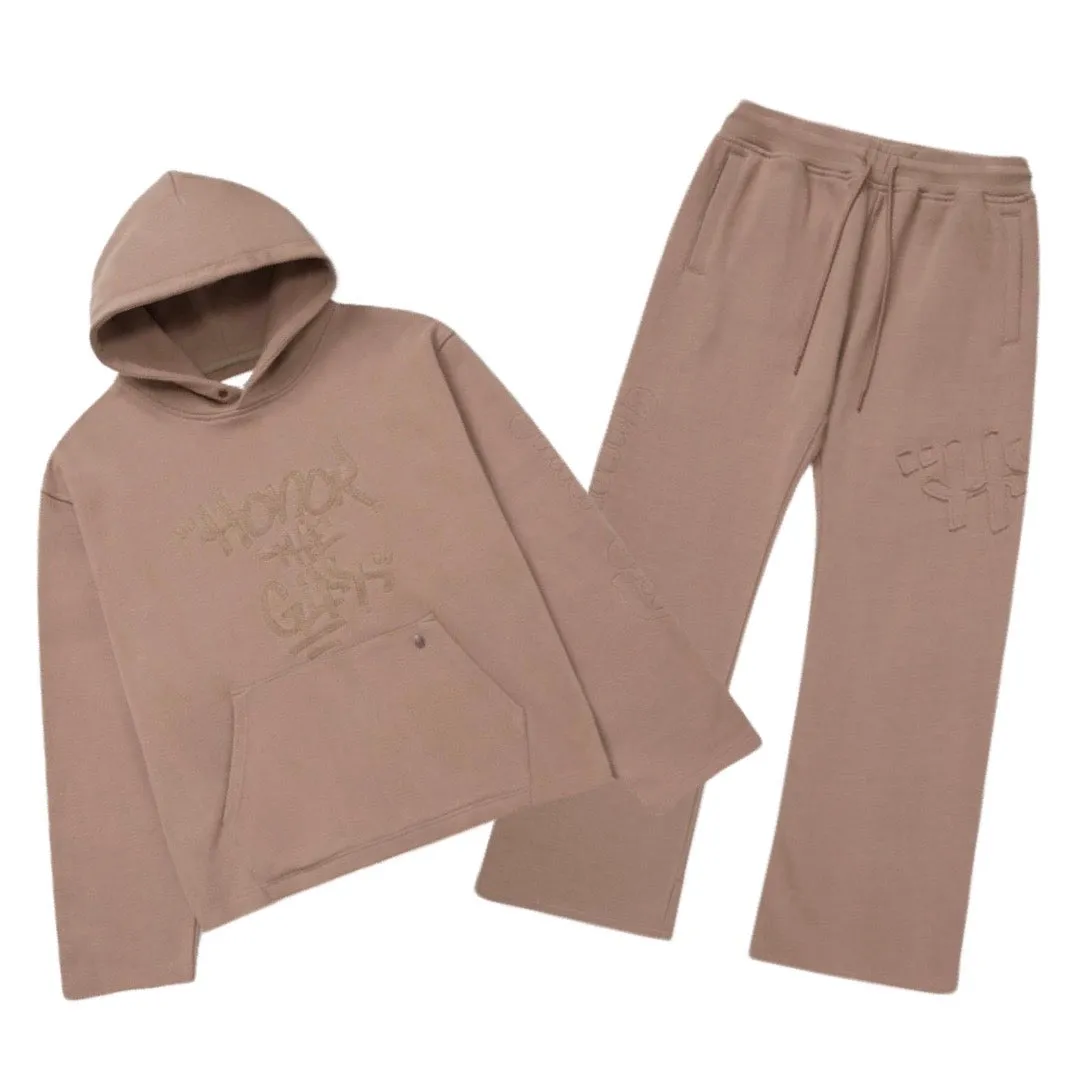 Honor The Gift Script Light Brown Jogging Set