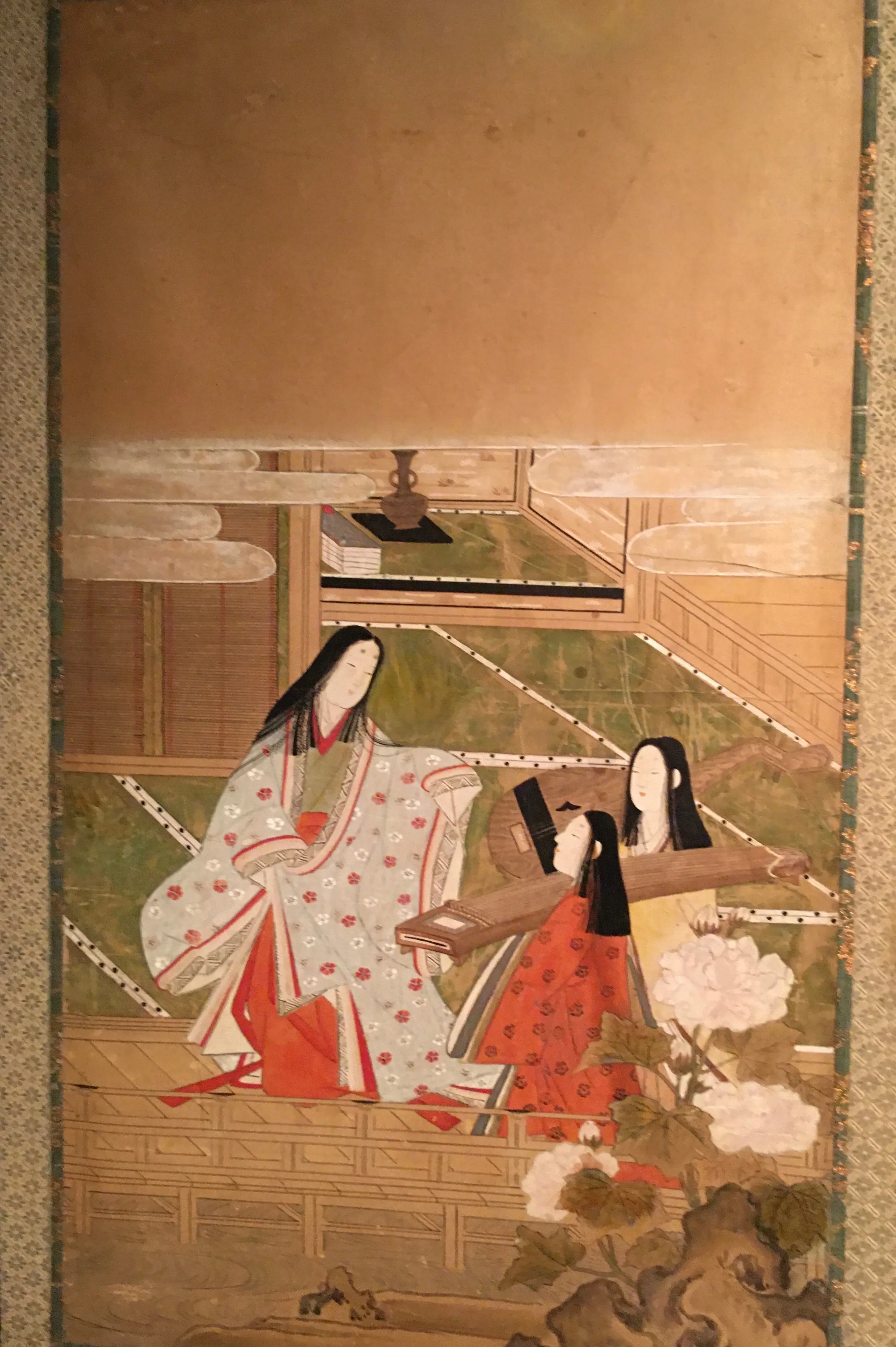 Japanese Edo Painted Screen with Imperial Court Scenes