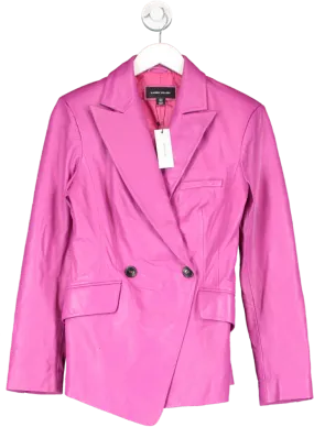 Karen Millen Pink Leather Asymmetric Single Breasted Blazer UK 10