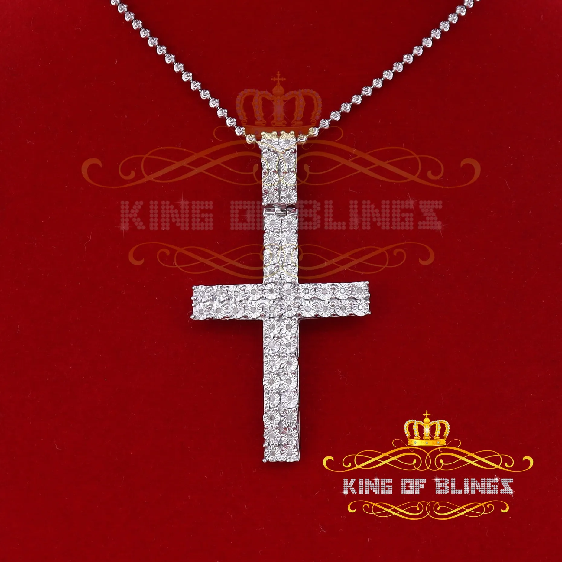 King Of Bling's Real 0.33ct Diamond Sterling Silver CROSS White Charm Fashion Necklace Pendant