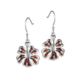 Koa Wood Joyful Hibiscus Earrings