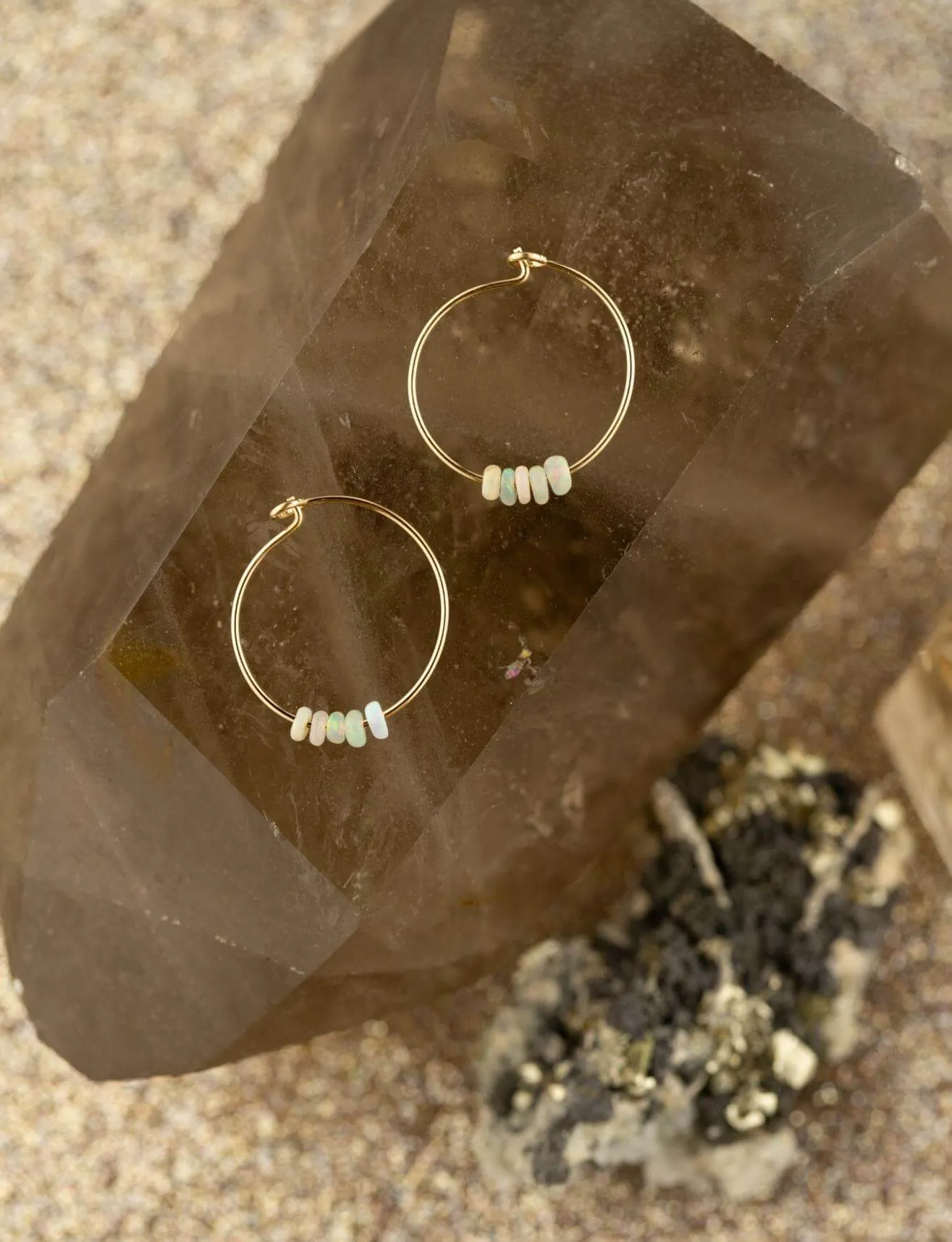 Limited Edition Ethiopian Opal Gold Hoop Earrings for Amazing Mom