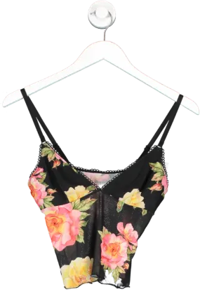 Loleia Black Floral Mesh Crop Top UK S