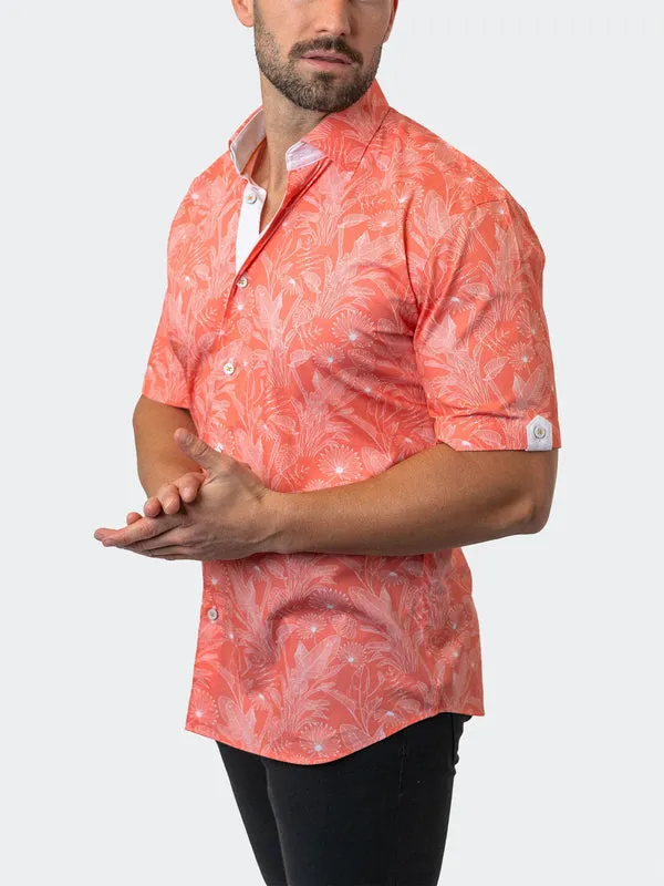 Maceoo Stretch Short-Sleeve Shirt | Galileo Leaf 45 Orange