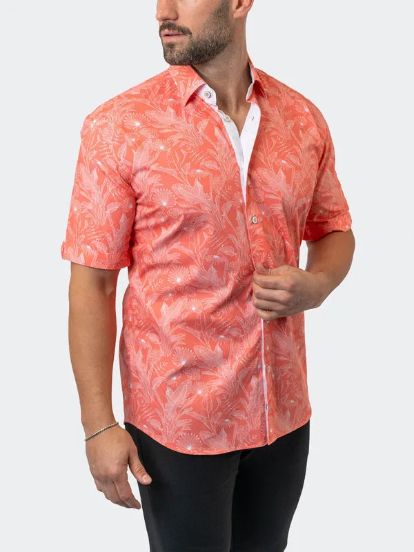 Maceoo Stretch Short-Sleeve Shirt | Galileo Leaf 45 Orange