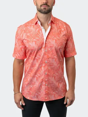 Maceoo Stretch Short-Sleeve Shirt | Galileo Leaf 45 Orange