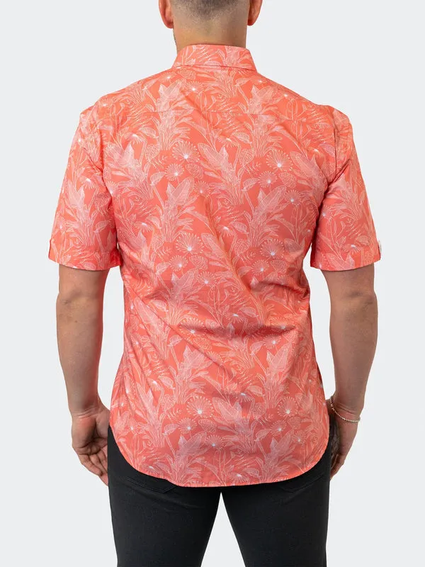 Maceoo Stretch Short-Sleeve Shirt | Galileo Leaf 45 Orange