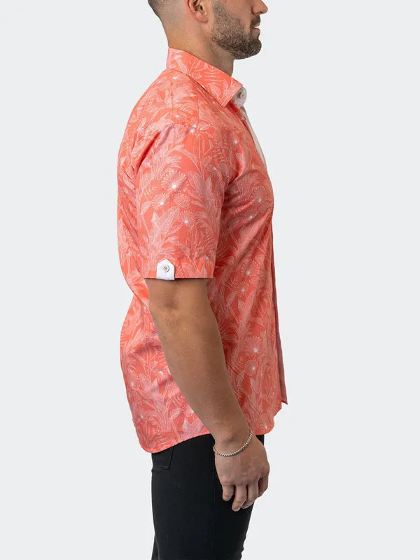 Maceoo Stretch Short-Sleeve Shirt | Galileo Leaf 45 Orange