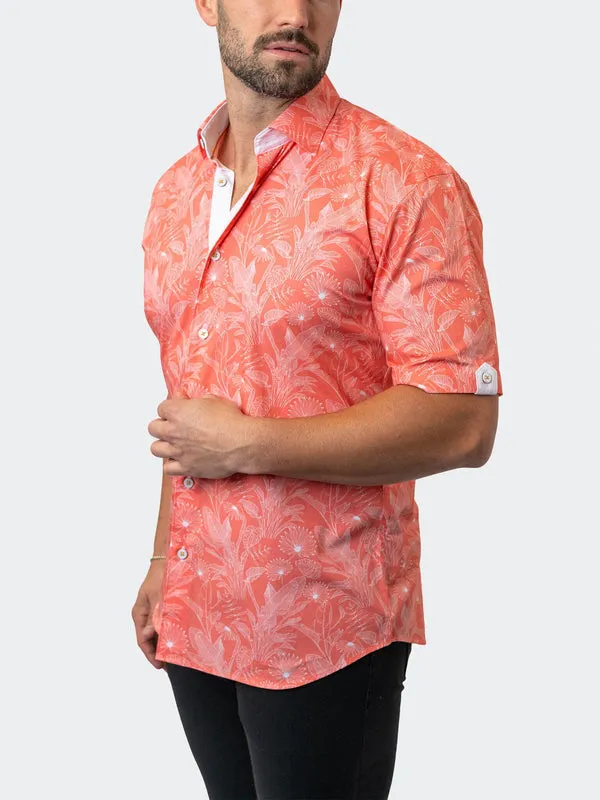 Maceoo Stretch Short-Sleeve Shirt | Galileo Leaf 45 Orange