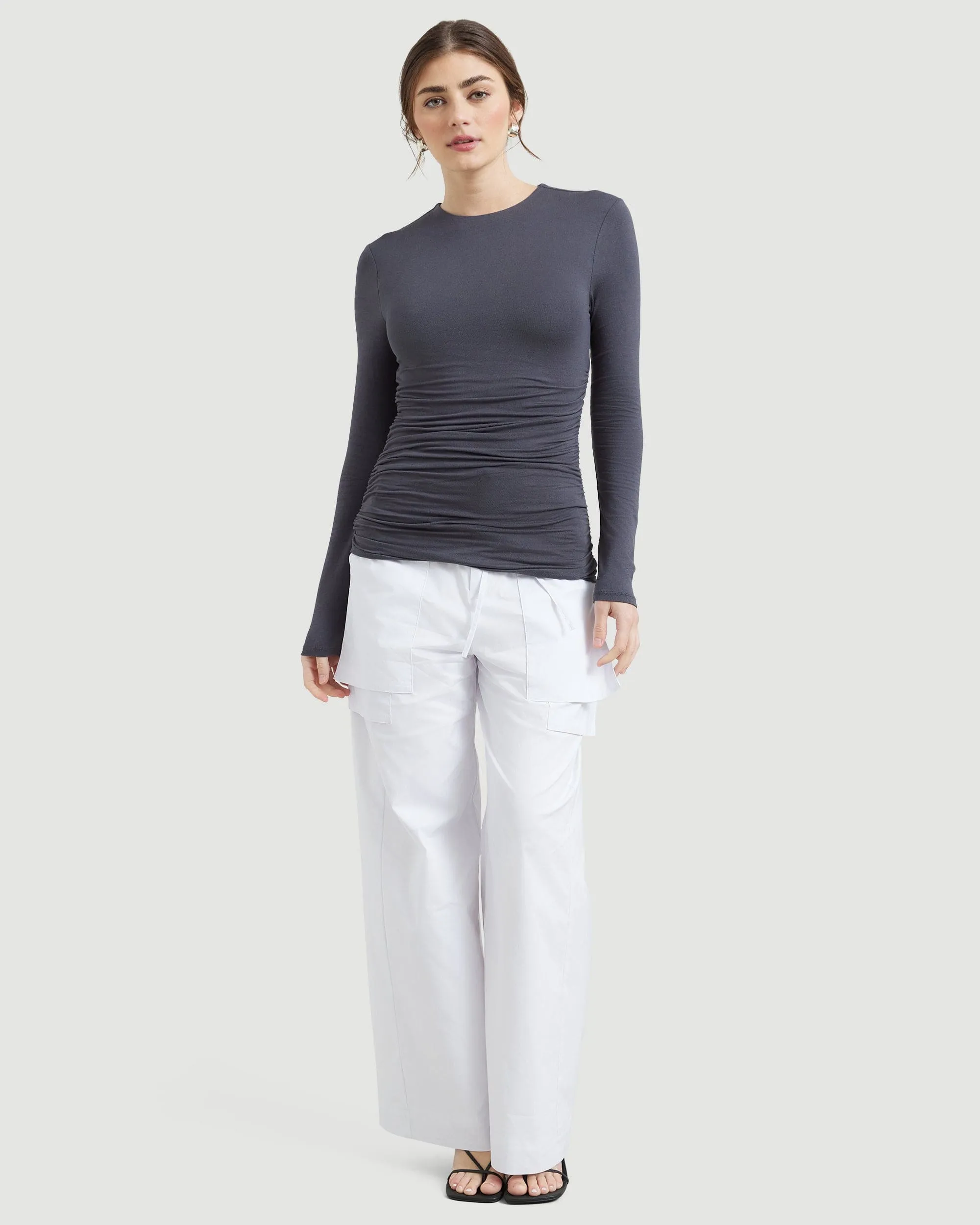 Mia Ruched Long-Sleeve Tee