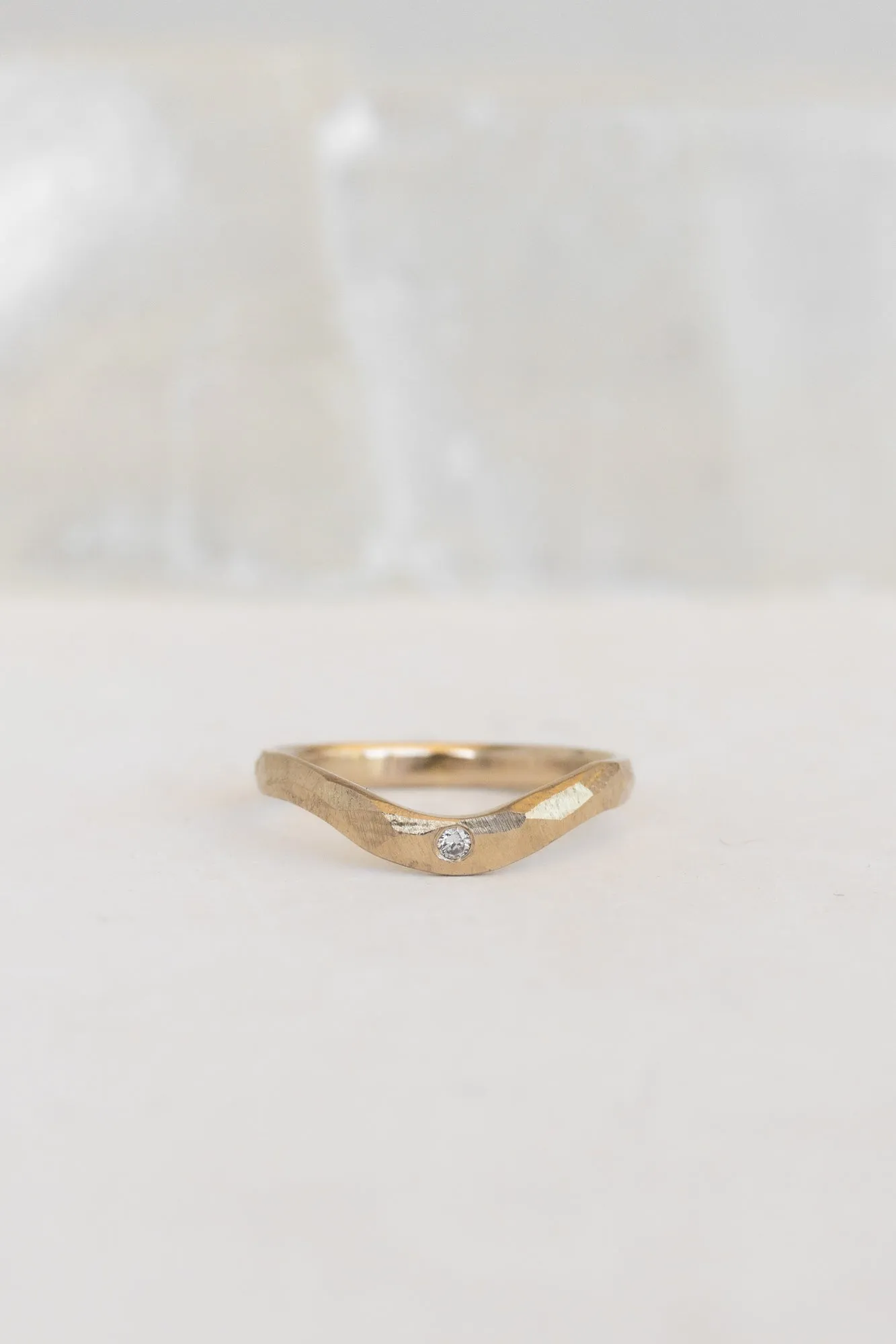 Multifaceted Contour Ring with Stone