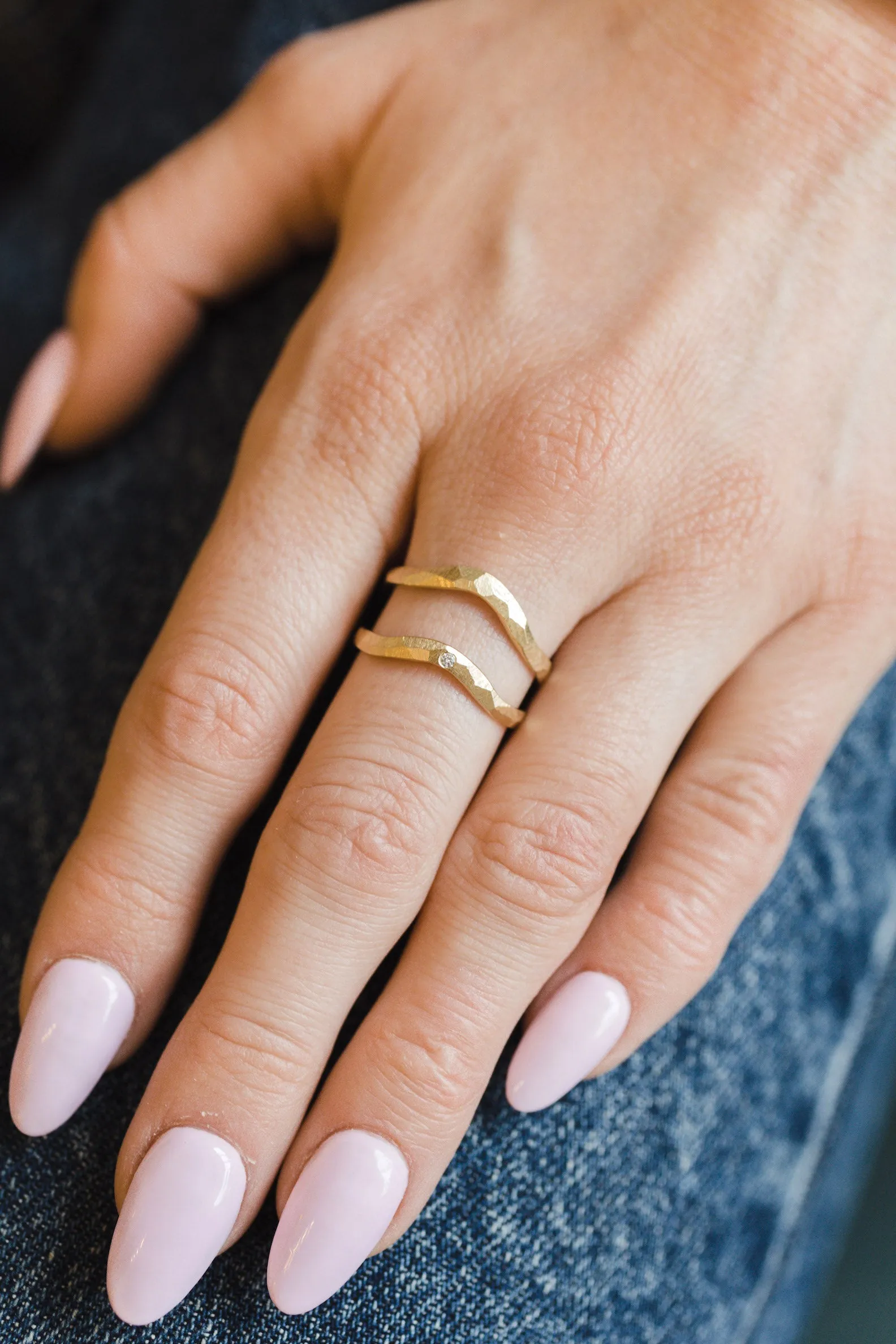 Multifaceted Contour Ring with Stone