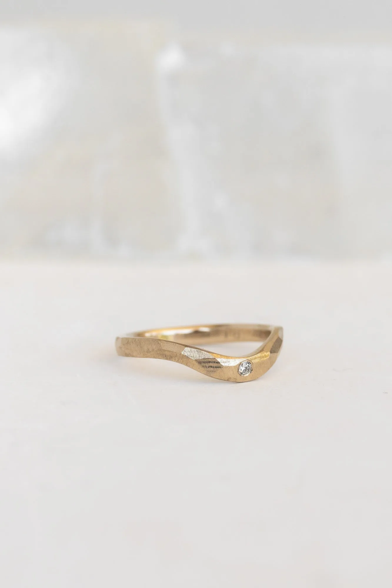 Multifaceted Contour Ring with Stone