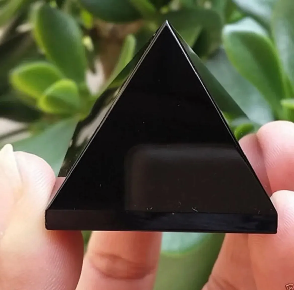 NATURAL Black Obsidian crystal Pyramid healing gemstone