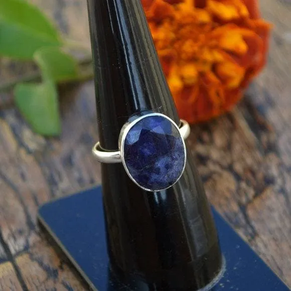 Natural Blue Sapphire Gemstone 925 Sterling Silver Handmade Gift Ring, Sapphire Jewelry, Nickel Free