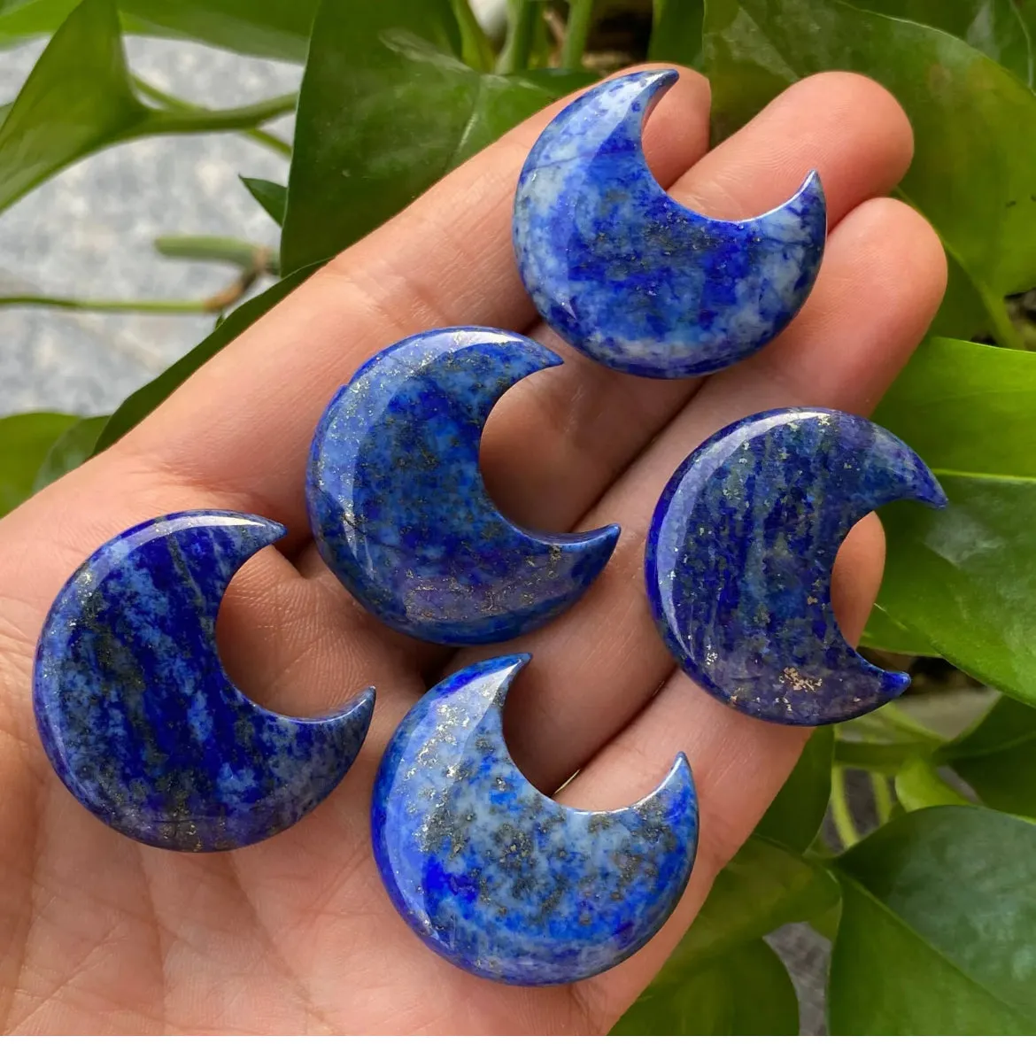 Natural Lapis lazuli gemstone crystal polished moon