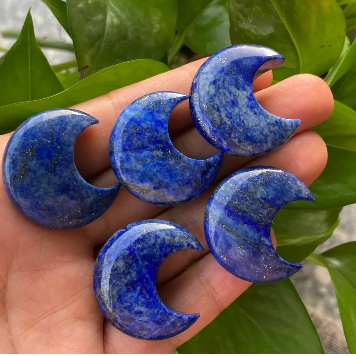 Natural Lapis lazuli gemstone crystal polished moon